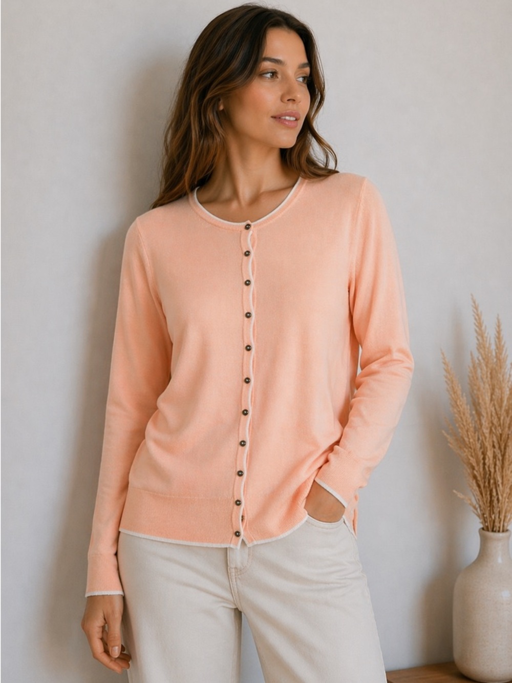 Elegant Peach Women's Cardigan